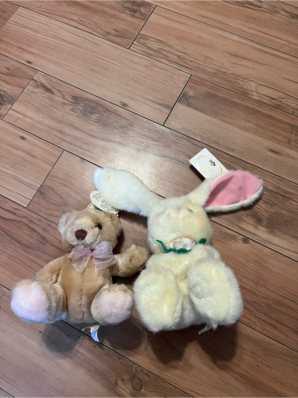 Russ Cream Bunny and Light Brown Bear Plush Set